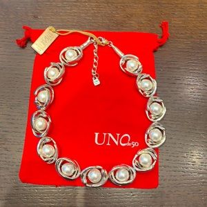 UNOde50 necklace. Pearl, silver plated. New.